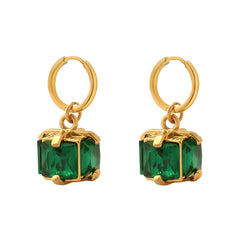 18K gold plated Stainless steel Emerald Earrings for women and girls, Intensity, Kaaf