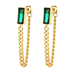 18K gold plated Stainless steel Drop Earrings for women and girls, Intensity, With stud, cubic zirconia Kaaf