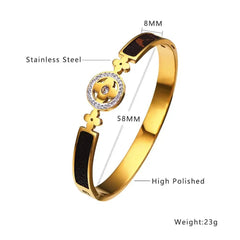 18K Gold Plated Stainless steel Leaf Clover Gold & Stainless steel Bangle Bracelet for Women, Dainty Clover Bangle Bracelet Kaaf Creations