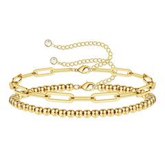 18K gold plated Stainless steel bracelet for Women and Girls, Intensity, 2 pcs . Kaaf