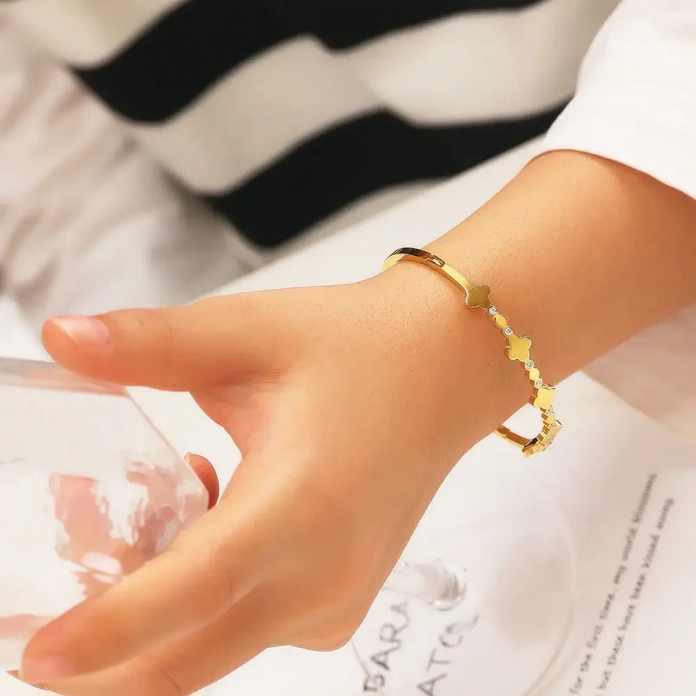 18K Gold Plated Stainless Steel Bracelet with Micro-Diamonds for women and girls Kaaf Creations
