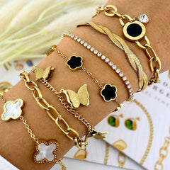 18K gold plated Stainless steel Butterflies bracelet, Intensity Kaaf