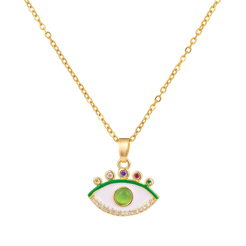 18K Gold Plated Stainless Steel "Evil Eye" Necklace for women and girls, Pendant and Cubic Zirconia, Kaaf