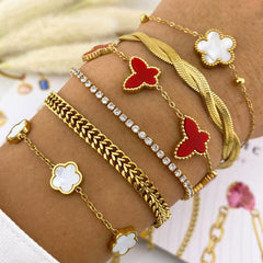 18K Gold Plated Stainless Steel Flowers Bracelet for Women and Girls, Kaaf