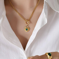 18K gold plated Stainless steel Heart necklace with pendant for women and girls, Intensity, Kaaf