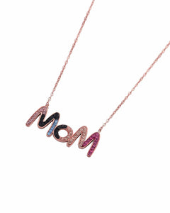 CZ Crystal Mom Choke Necklace, Rose Gold Plated Chain, Multi-Color Pendant, 42 cm + 5 cm Extension Kaaf Creations