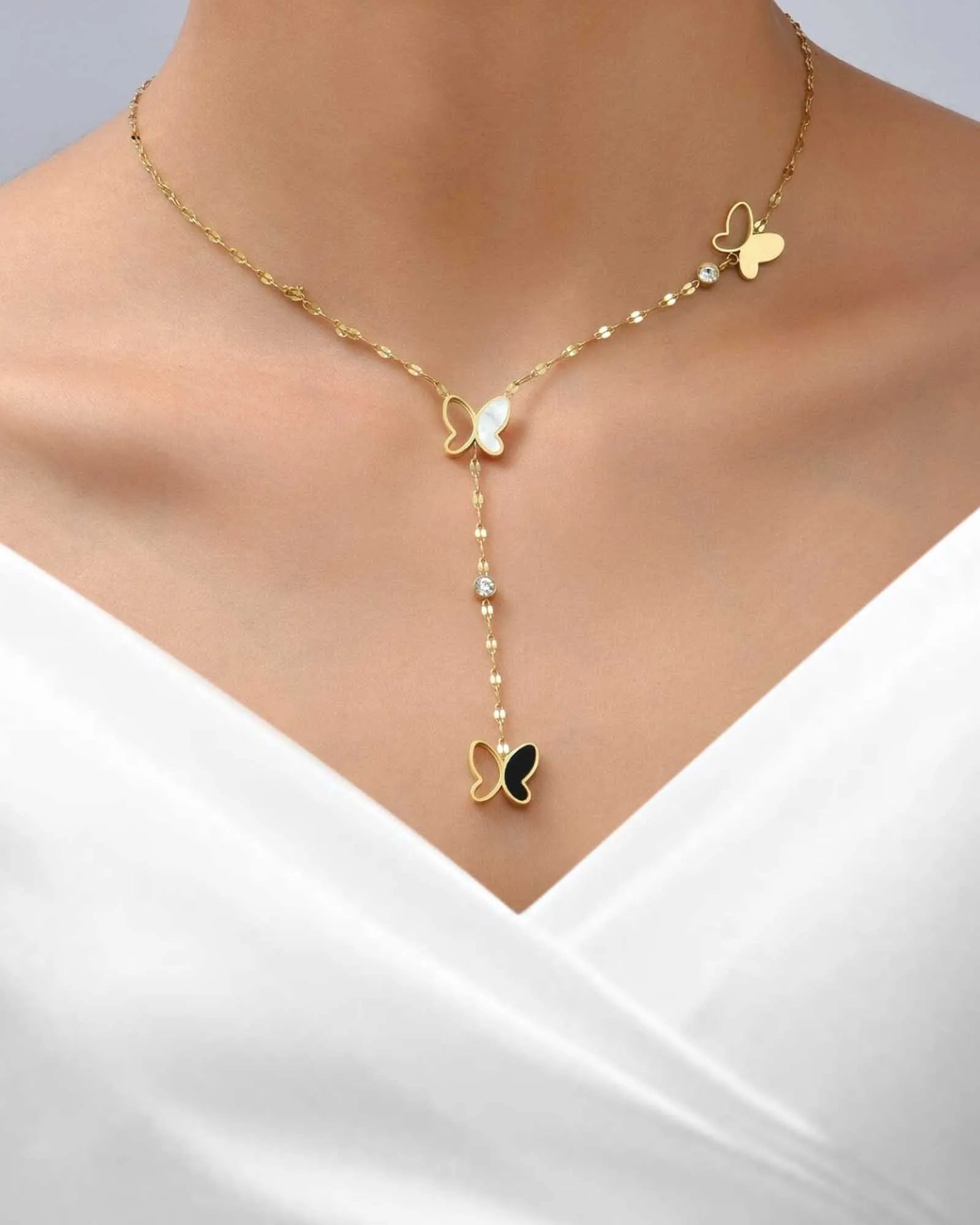 18K Gold Plated Stainless Steel, Butterfly Y-Drop butter fly Necklace, 40+5 cm Chain Length Kaaf Creations