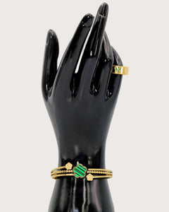 18k Gold-plated Bracelet with cubic rirconia Green flower, Textured Accents for women and girls gift Kaaf Creations