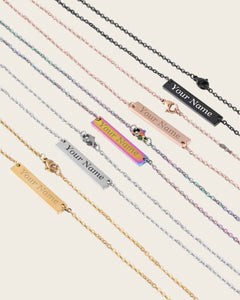 Stainless Steel Name Bar Necklace with name for women and girls, Gold, rose gold, black and rainbow colors Kaaf Creations