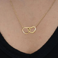 18k Gold plated Stainless Steel Love Drop Necklace Jewelry Double Heart Necklace for women Kaaf Creations