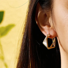 18k plated gold Stainless steel triangle shell earrings for women and girls. Kaaf Creations