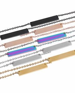 Stainless Steel Name Bar Necklace with name for women and girls, Gold, rose gold, black and rainbow colors Kaaf Creations