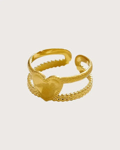 Adjustable 18K Gold Plated Stainless Steel heart Ring for women and girls Kaaf Creations