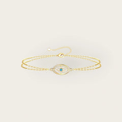 18K Gold Plated Stainless Steel Evil Eye Bracelet for Women and Girls, Cubic Zirconia Inserts, Kaaf