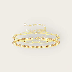 18K gold plated Stainless steel bracelet for Women and Girls, Intensity, 2 pcs . Kaaf