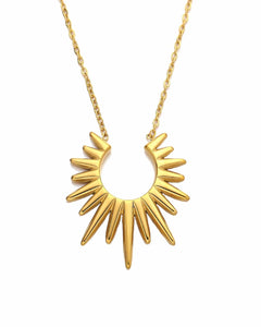 18k gold plated Sunburst Statement Necklace, Geometric Design, 41+5 cm Chain Kaaf Creations