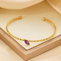 18K gold plated Stainless steel leaf bracelet for women and girls, Punk Style, Micro Inlay, Asscher Cut Zircon Search this page Kaaf Creations