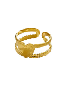 Adjustable 18K Gold Plated Stainless Steel heart Ring for women and girls Kaaf Creations