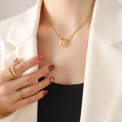 18k gold plated stainless Steel Chain Pendant Necklace for Women, Hip Pop Style Kaaf Creations