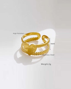 Adjustable 18K Gold Plated Stainless Steel heart Ring for women and girls Kaaf Creations