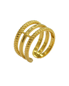 18k gold plated stainless steel three layer Ring for girls and women, Kaaf Creations