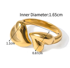 18K Gold Plated and Stainless Steel, Modern Heart Design Ring, women and girls Kaaf Creations