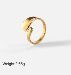 Open Wrap Ring, 18K Gold Plated Stainless Steel, Adjustable Kaaf Creations