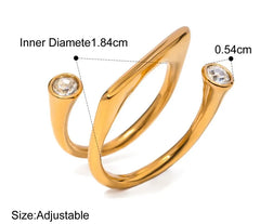 18K Gold Plated Stainless Steel, Spiral Crystal Statement Ring, Double Stone Design Search this page Kaaf Creations