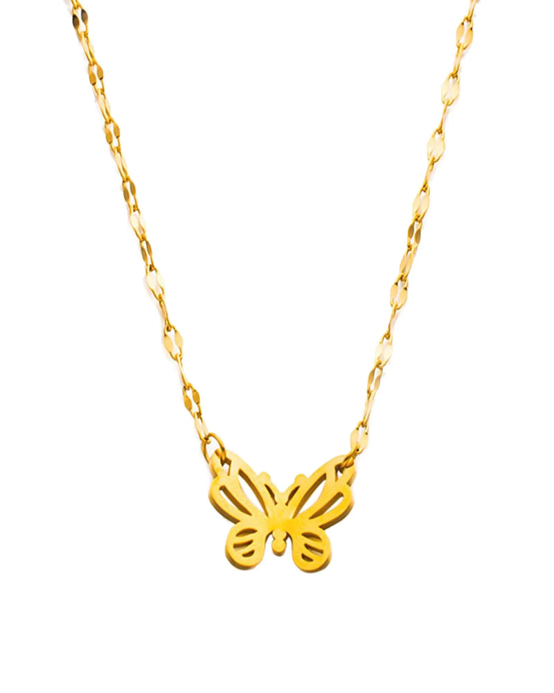 18K Gold Plated Stainless Steel, Butterfly Pendant Necklace, 39+5 cm Chain Kaaf Creations