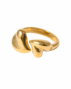 18K Gold Plated and Stainless Steel, Modern Heart Design Ring, women and girls Kaaf Creations