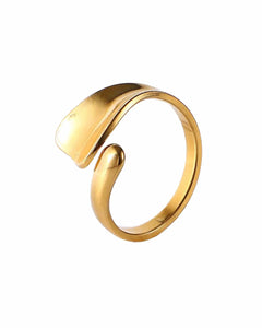 Open Wrap Ring, 18K Gold Plated Stainless Steel, Adjustable Kaaf Creations