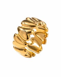 18K Gold Plated Stainless Steel, Heart Band Ring, Statement Ring Kaaf Creations