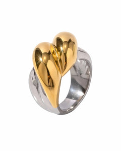 18K Gold Plated and Stainless Steel, Two-Tone Statement Ring, Modern Design 6 Kaaf Creations