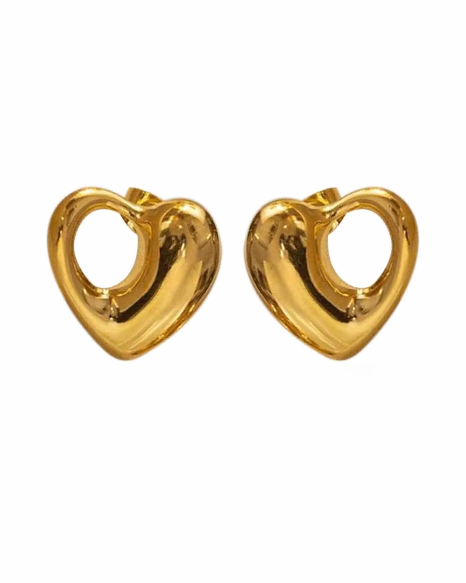 Heart Stud Earrings, 18K Gold Plated Stainless Steel, Open Design | women and girls Kaaf Creations