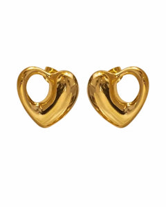 Heart Stud Earrings, 18K Gold Plated Stainless Steel, Open Design | women and girls Kaaf Creations
