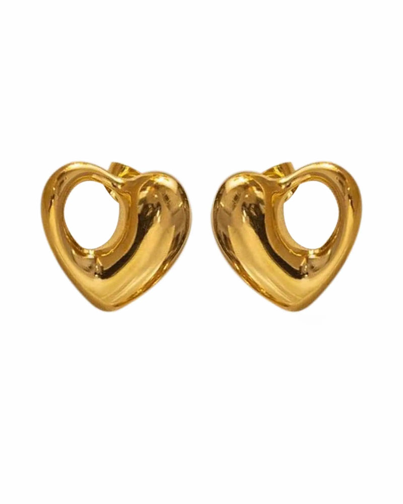 Heart Stud Earrings, 18K Gold Plated Stainless Steel, Open Design | women and girls Kaaf Creations
