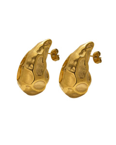 18K Gold Plated Stainless Steel Textured Teardrop Stud Earrings, womn and girls Kaaf Creations