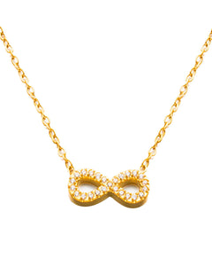 18K Gold Plated Stainless Steel, Infinity Crystal Necklace, 47 cm Chain Length for women and girls Kaaf Creations