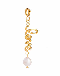 Love Script Pearl Drop Charm, 18K Gold Plated Stainless Steel, Single Dangle Charm for women and girls Kaaf Creations