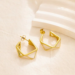 18k plated gold Stainless steel triangle shell earrings for women and girls. Kaaf Creations