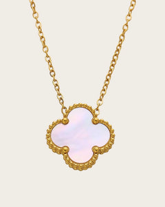 18k Gold Plated Clover Pendant Necklace assorted , 41+5 cm Chain, four leaf flower necklace Pink Kaaf Creations