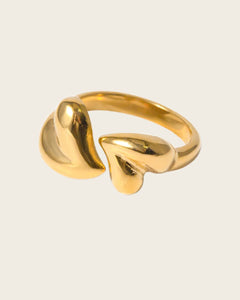 18K Gold Plated and Stainless Steel, Modern Heart Design Ring, women and girls Kaaf Creations