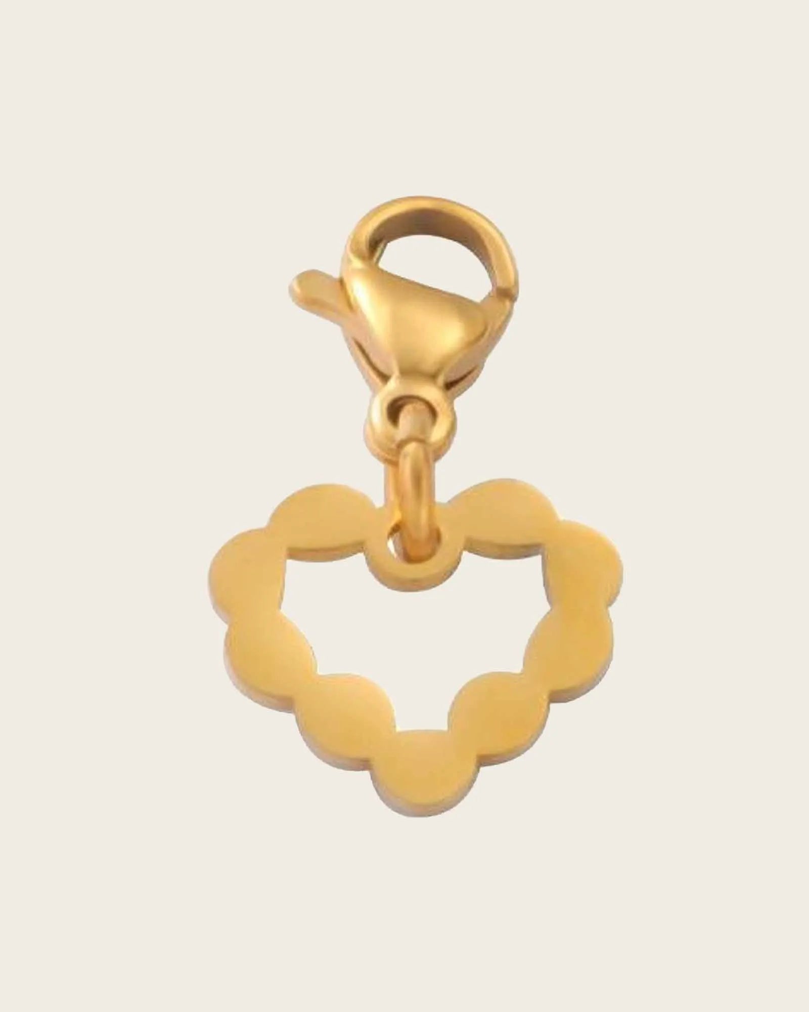 Charm Pendant, 18K Gold Plated Stainless Steel, Scalloped Design
