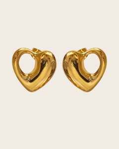 Heart Stud Earrings, 18K Gold Plated Stainless Steel, Open Design | women and girls Kaaf Creations