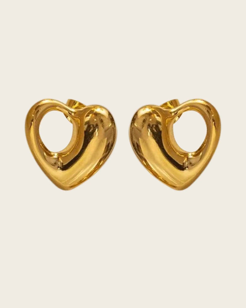 Heart Stud Earrings, 18K Gold Plated Stainless Steel, Open Design | women and girls Kaaf Creations
