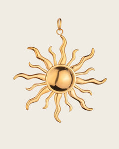 Sun Pendant Charm, 18K Gold Plated Stainless Steel, Wavy Rays Design Kaaf Creations