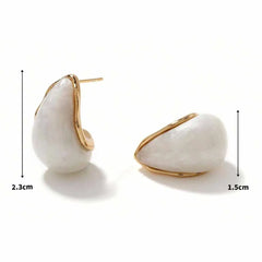 Women's vintage and exquisite Teardrop Stud Earrings, 18k gold plated stainless steel, simple and versatile, red, green, white Kaaf Creations