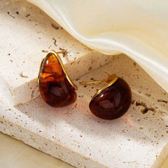 Women's vintage and exquisite Teardrop Stud Earrings, 18k gold plated stainless steel, simple and versatile, red, green, white Kaaf Creations