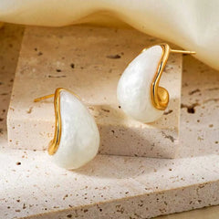 Women's vintage and exquisite Teardrop Stud Earrings, 18k gold plated stainless steel, simple and versatile, red, green, white Kaaf Creations