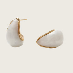 Women's vintage and exquisite Teardrop Stud Earrings, 18k gold plated stainless steel, simple and versatile, red, green, white White Kaaf Creations